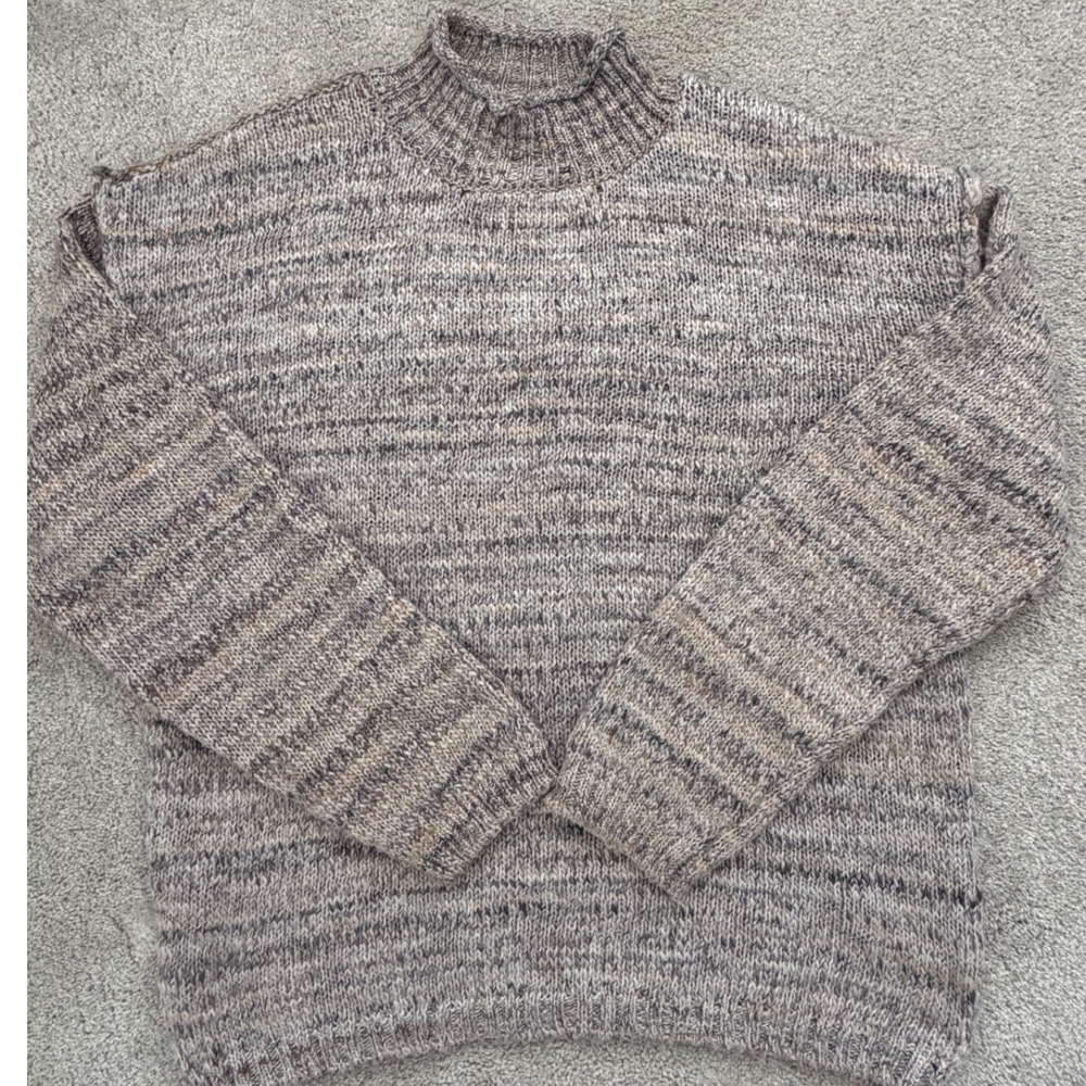 BDG Urban Outfitters Mens Medium Space Dye Mock Neck Chunky Knit Sweater Grey
